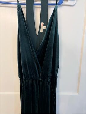 Gianni Bini Deep Teal Velvet Jumpsuit